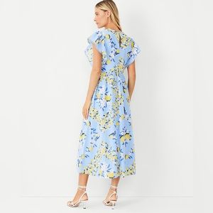 Ann Taylor lemon ruffle sleeve maxi dress